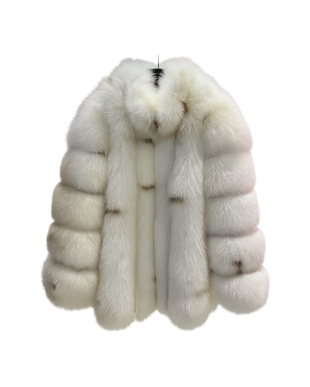 Straight Rows Long Collar Coat - Ivory Mink